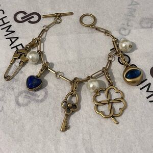 TORY BURCH PRE-LOVED AUTHENTIC RARE VINTAGE ICONIC CHARM ATTACHED CHAIN BRACELET